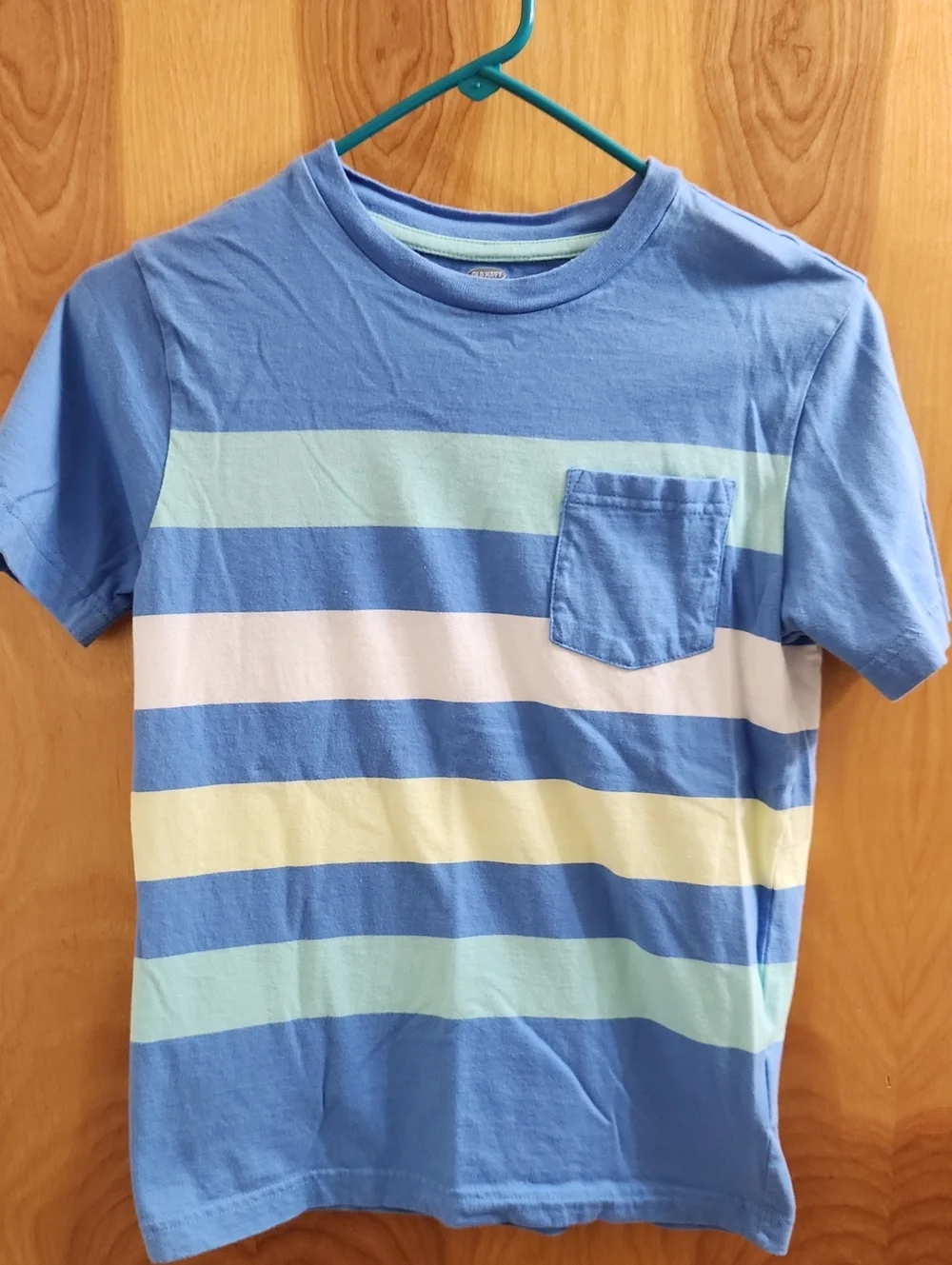 Old Navy Kids Blue Striped Pocket Tee